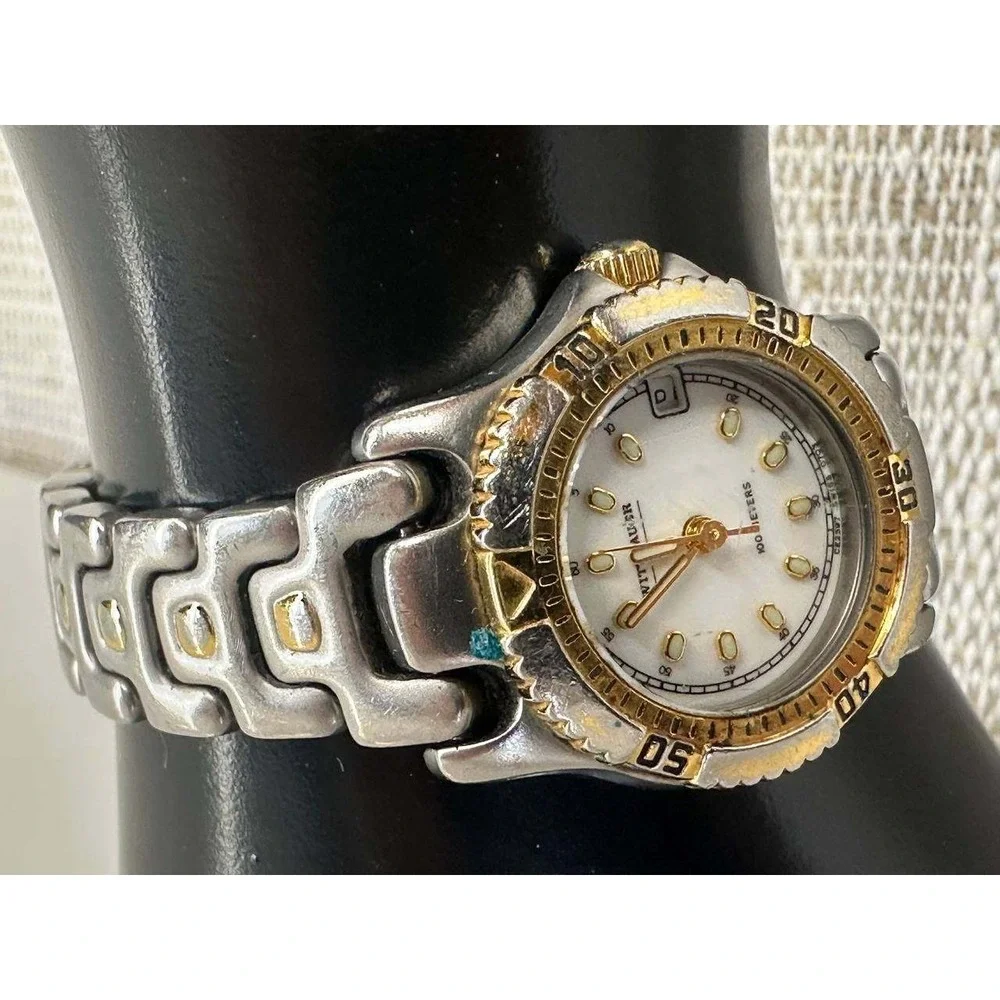 Wittnauer Two Tone 100M Diver Watch White Dial Date 039/1 (10)